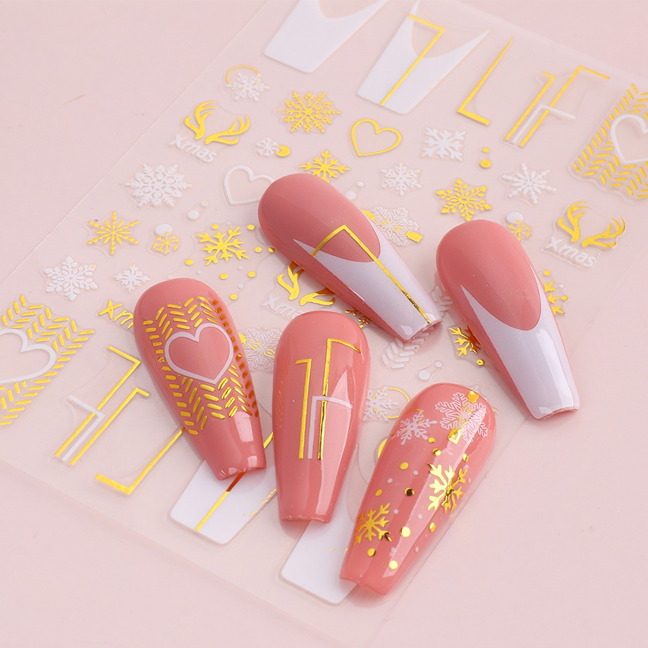 Cross-border new nail stickers ins Leaf Rose Heart Line Platinum Flame self-adhesive nail stickers shanilak pic 6