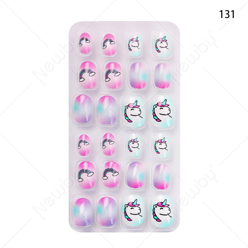 Finished nail sheets for children, 24 pieces of nail patches, cartoon Christmas fake nails, detachable nail stickers with adhesive backing pic 23