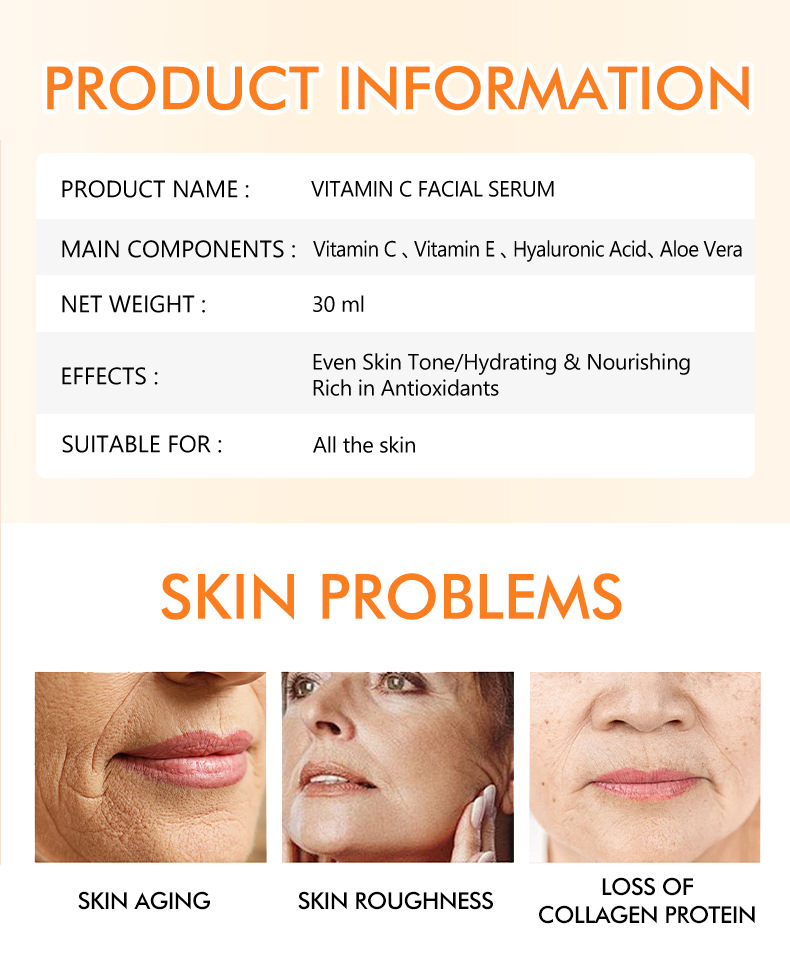 Customized Guanjing Vitamin C serum Full English OEM foreign trade Manufacturer Vitamin C Facail serum pic 3