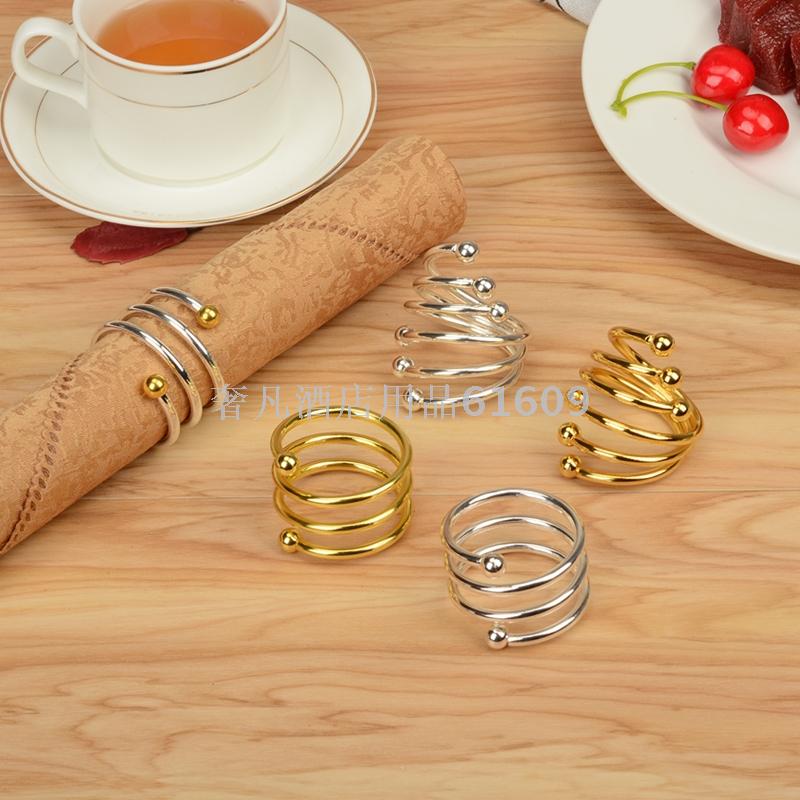 Hotel supplies, napkin rings, banquet decorations, Western food buttons, napkin rings, napkin buttons, European alloy napkin rings, gold pic 20