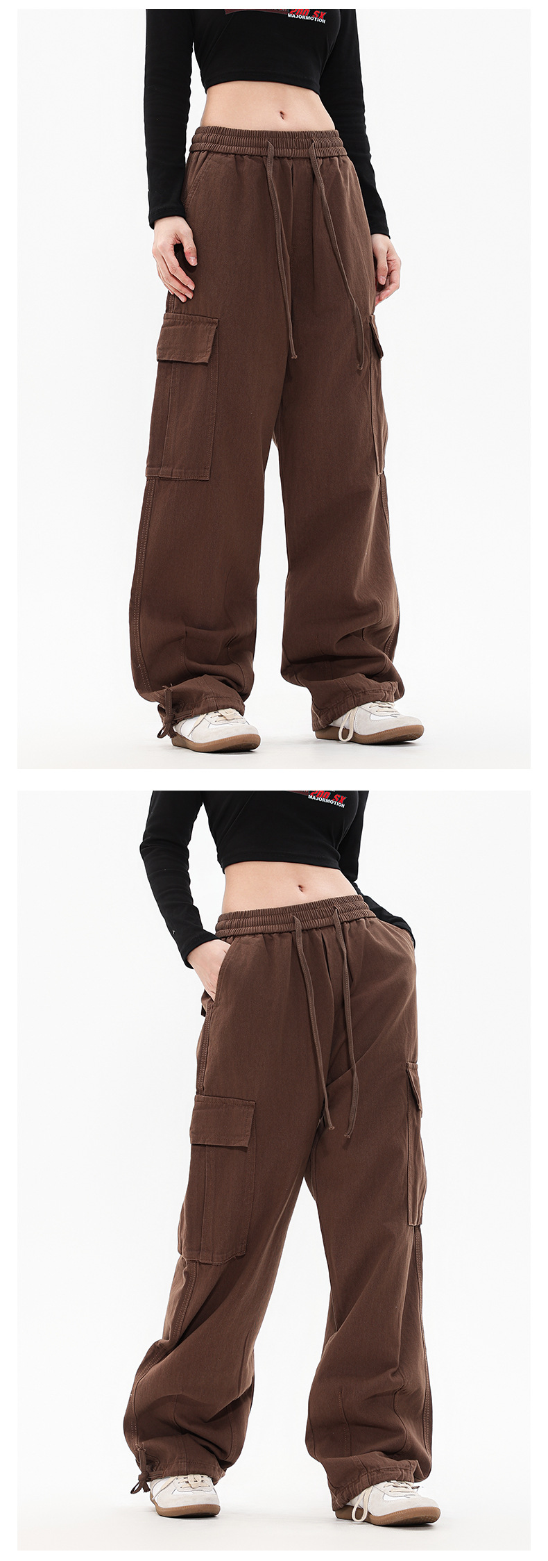 OREETA丨vintage直筒工装裤女可调节日系工装裤潮牌阔腿工装裤男详情22