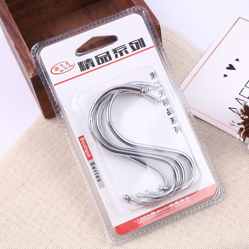 Factory direct sales of new multi-functional S-hook metal hooks, vacuum-formed 4-piece sets, wholesale 2-yuan supply pic 1