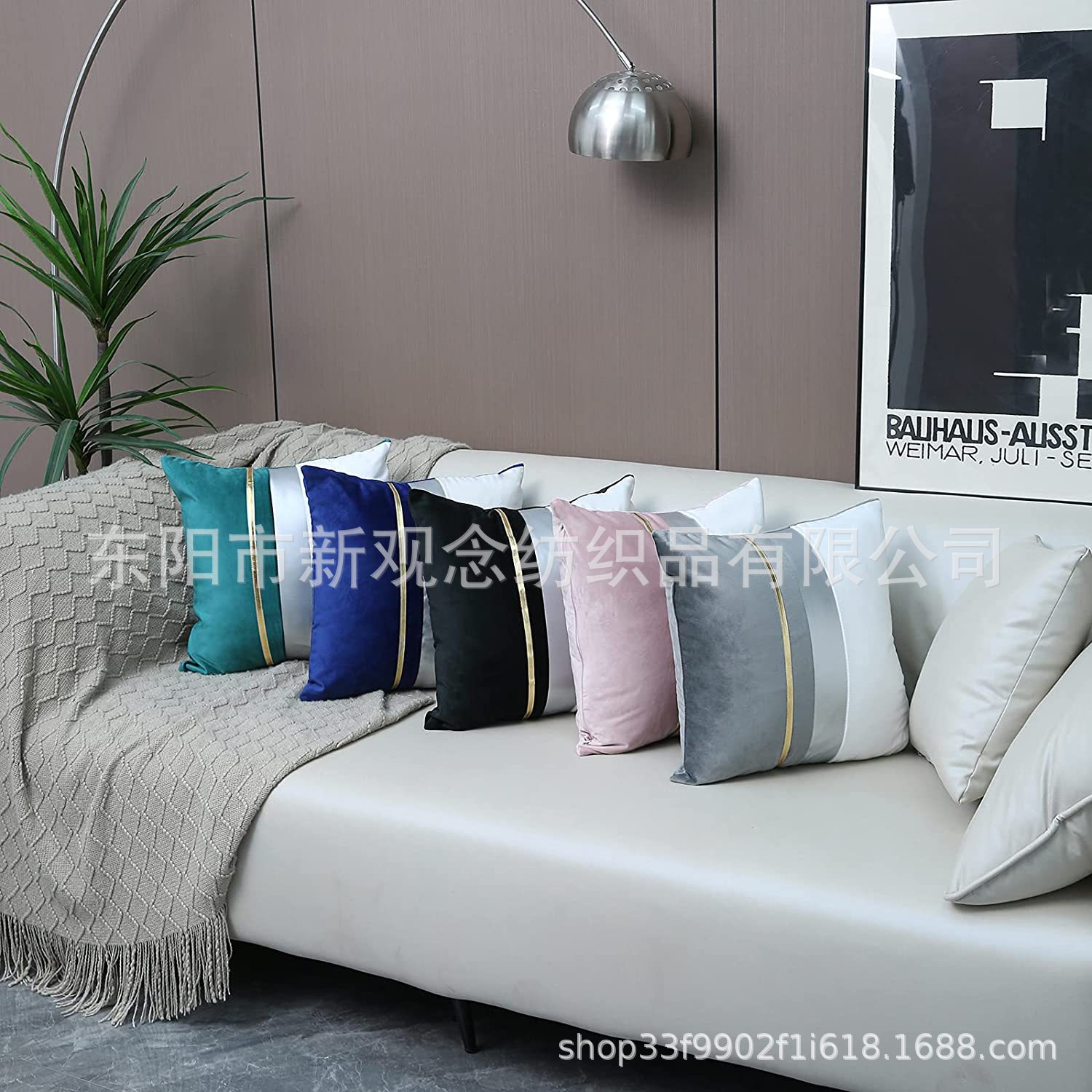 New gold bar spliced pillowcase, silver bar cushion, Dutch fleece pillowcase, velvet pillow, factory direct sales pic 13