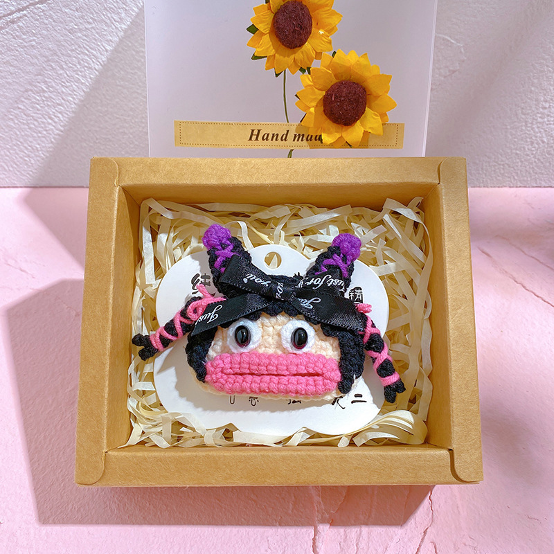 纯手工钩织毛线发夹丑萌大嘴妹搞笑发夹刘海夹搞怪发夹香肠嘴发卡详情11