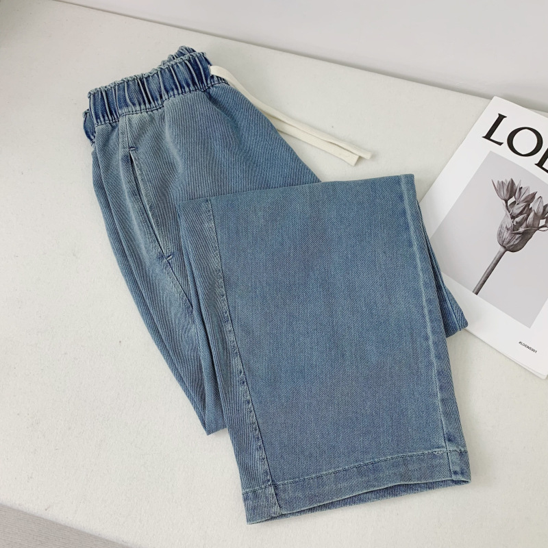 重工水洗超软天丝牛仔弯刀裤莱赛尔显瘦显腿长春夏款高腰直筒裤详情6