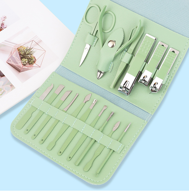 Matcha green 16-piece nail clipper set, beauty set, nail tool set, nail clipper and nail clipper set pic 14