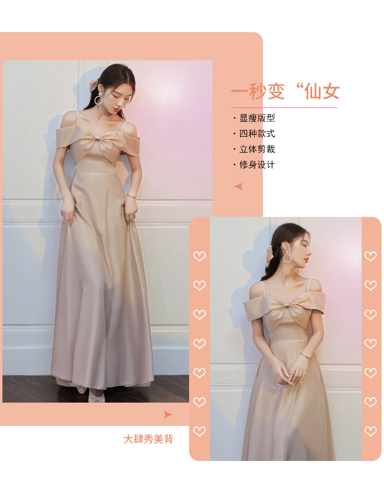 伴娘服2022年新款夏季姐妹团长裙平时可穿小众大码缎面礼服女详情7