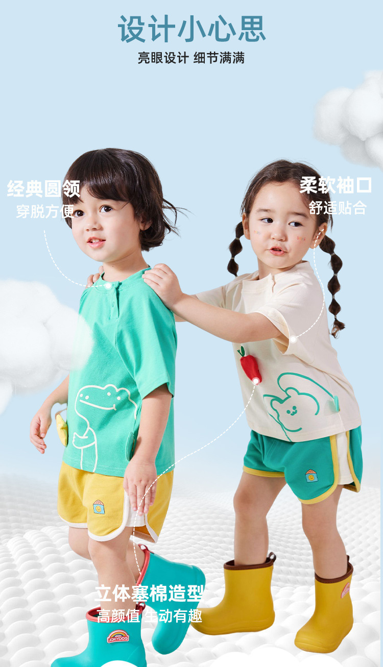 嘟嘟家儿童套装夏季宝宝短袖t恤夏装男童长裤女童体恤童装卡通潮详情6