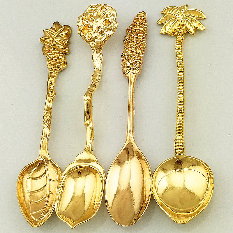 Dessert spoons, spoons, creative tableware wholesale gifts, 4 sets of fruit, mulberry and grape spoons, retro coffee spoons, ice cream spoons, ice cream spoons, gold-plated and copper-plated spoons, tableware, kitchenware pic 15