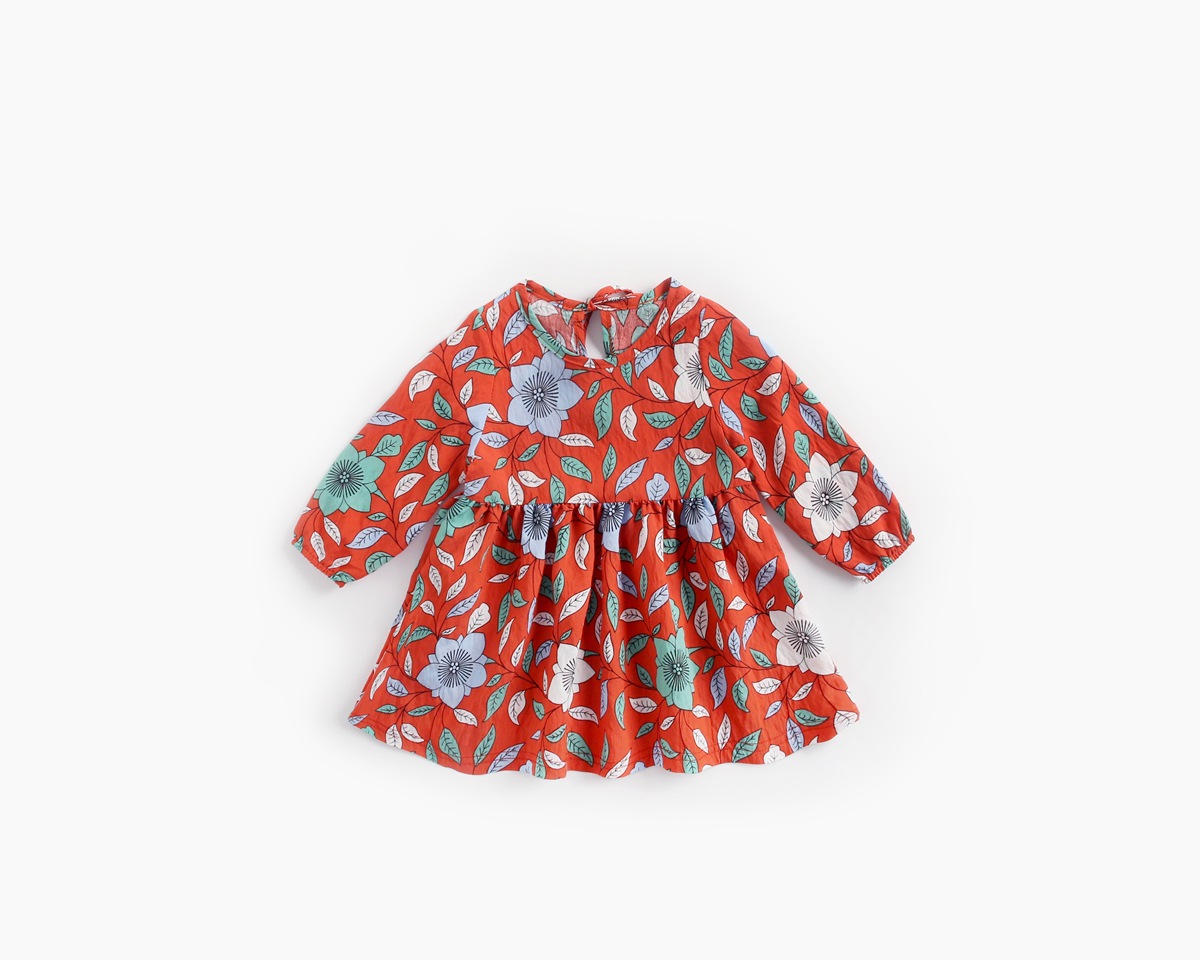 Otoño invierno falda de bebé floral manga larga europa y américa falda infantil ins tesoro de las mujeres ropa infantil ropa infantil primavera vestido de niña pic 4
