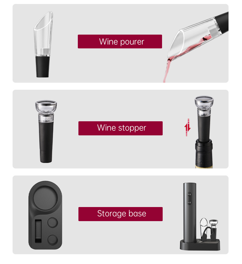 Factory stock base storage set, plastic ABS electric wine opener set, wine gift set pic 24