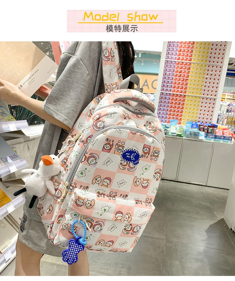 简约校园休闲背包2023韩版大容量休闲双肩包日系个性涂鸦学生书包详情5