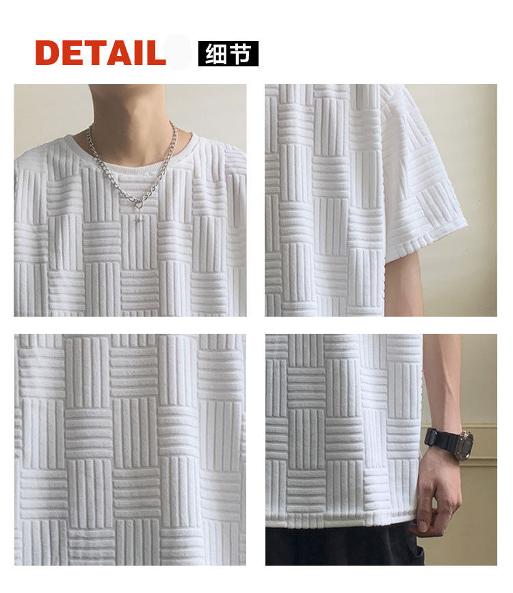 Summer short-sleeved T-shirt for men, Korean style loose and trendy, bf versatile, Hong Kong-style student simple round-neck five-quarter sleeve T-shirt pic 3