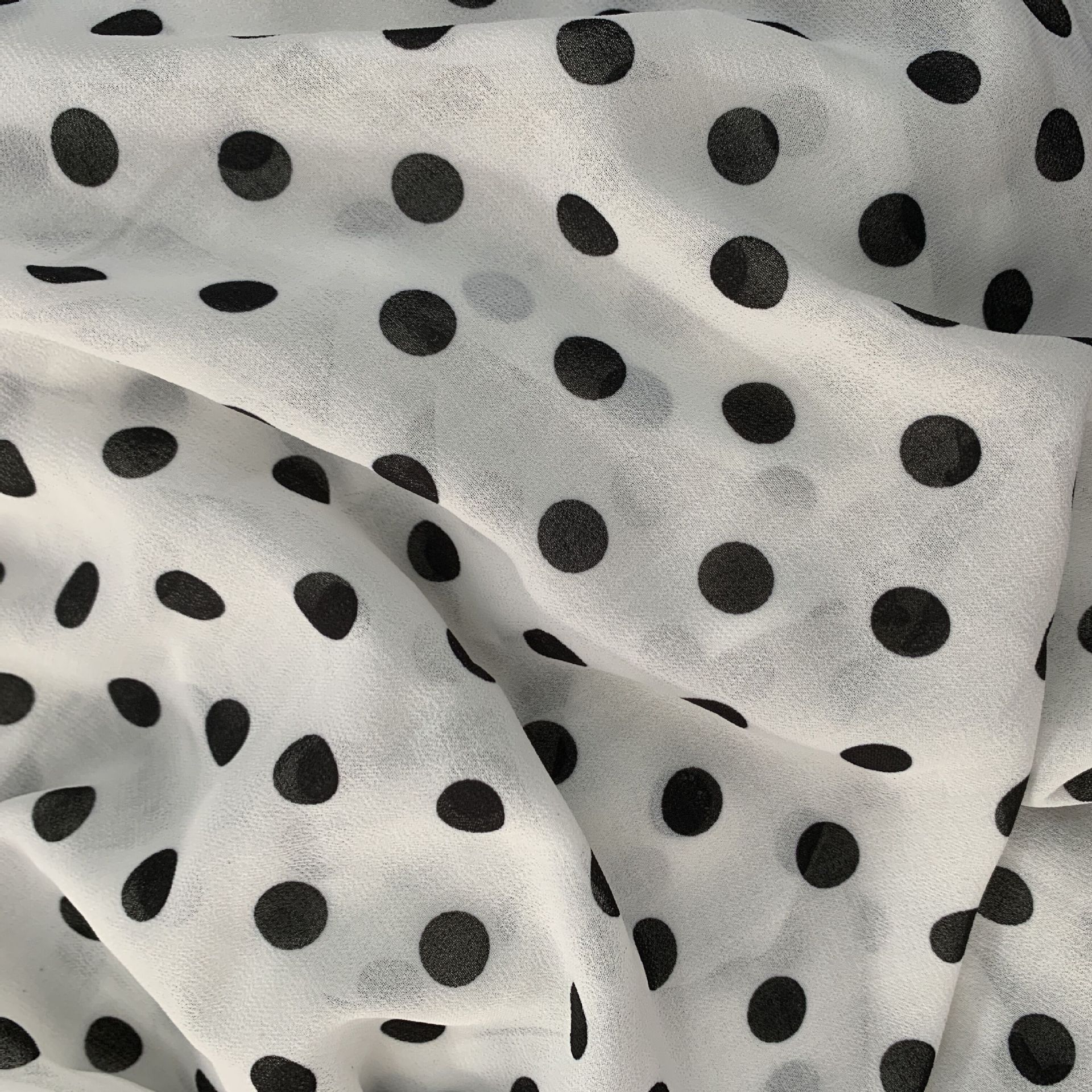 Pearl chiffon fabric, 1 cm, polka dot printed, polka dot clothing fabric, accessory fabric, woven printed chiffon pic 2