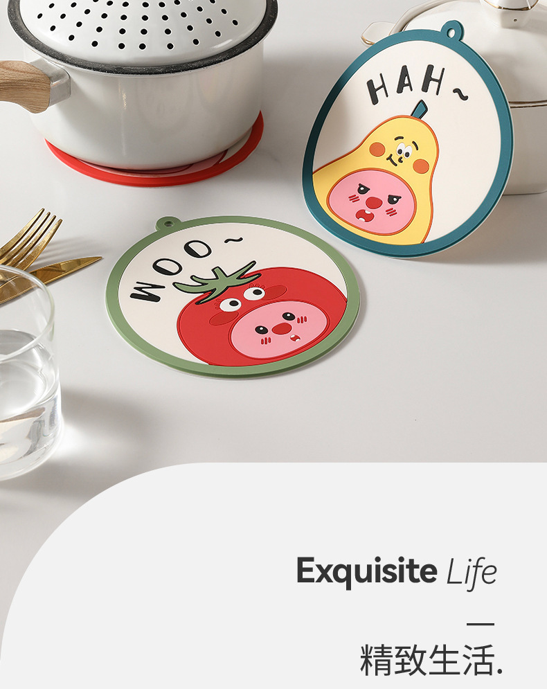 Cartoon fruit heat insulation pad, anti-slip soft rubber pad, coaster, high-temperature resistant clay pot pad, PVC soft rubber placemat, placemat pic 11