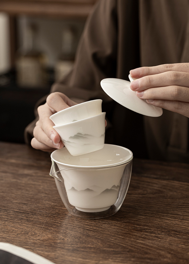 Sheep fat jade travel tea set, outdoor portable tea set, conference and event souvenirs, as a gift for customers pic 11