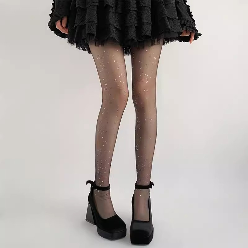 亮片带钻闪光白丝袜纯欲风黑丝薄款 防勾丝闪闪亮晶晶美腿连裤袜详情26