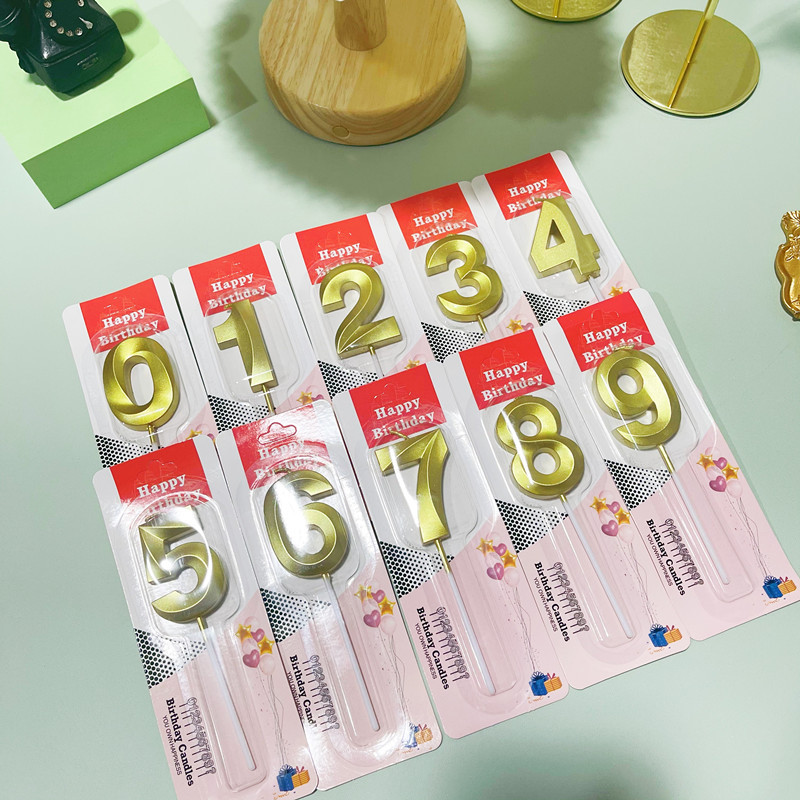 Birthday candles with gold plating, 0-9 cake decoration, party supplies, PVC box, digital candles pic 2