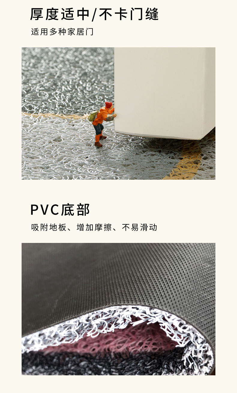 卡通蜡笔小新地垫可爱玄关入户脚垫 刮泥蹭土丝圈PVC地垫可剪裁详情4