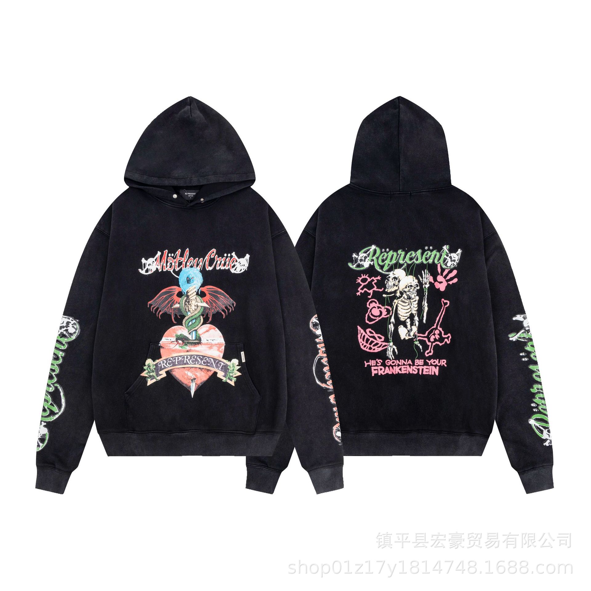 23SS新款WE11镜像皮标徽章连帽卫衣男女同款帽衫韩版长袖帽衫上衣详情10