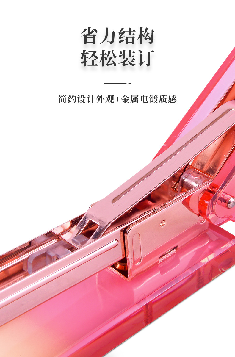 Cross-border e-commerce Amazon transparent color gradient acrylic stapler for home use, 24/6, 26/6 binding office pic 4