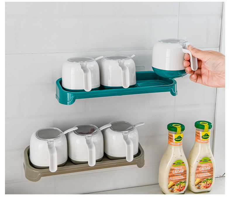 Factory direct sales of new creative plastic seasoning boxes, no drilling, no marks, wall-mounted kitchen seasoning storage boxes wholesale pic 15