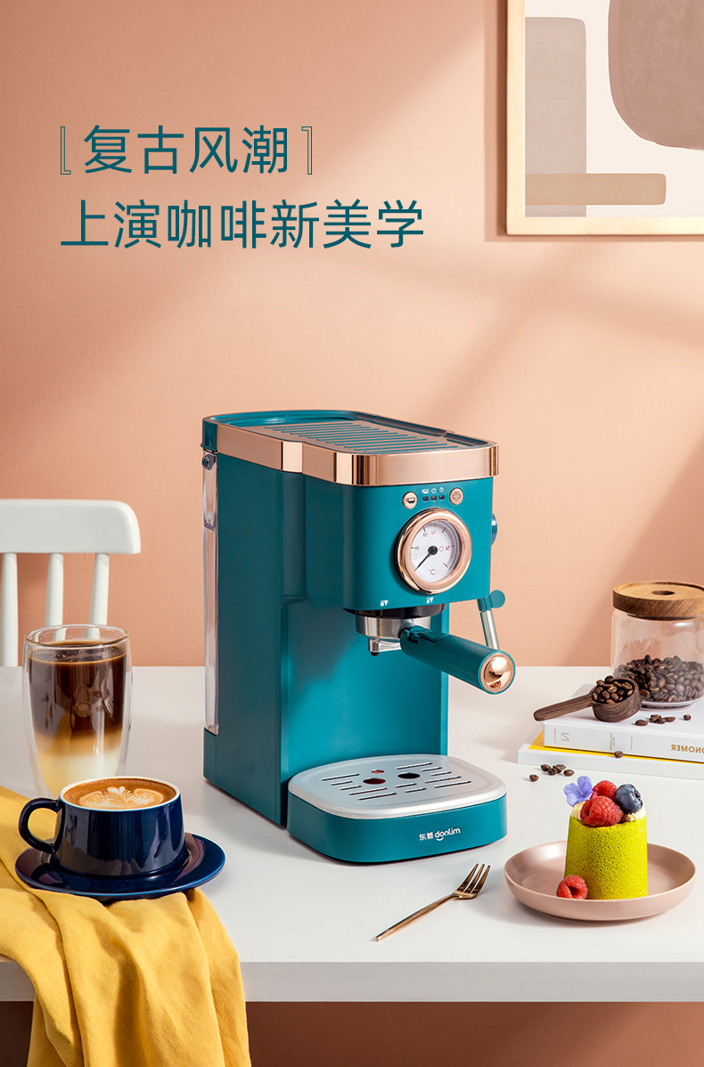Household small Italian semi-automatic coffee machine, steam-type milk frother, 20-bar coffee machine, cross-border pic 2