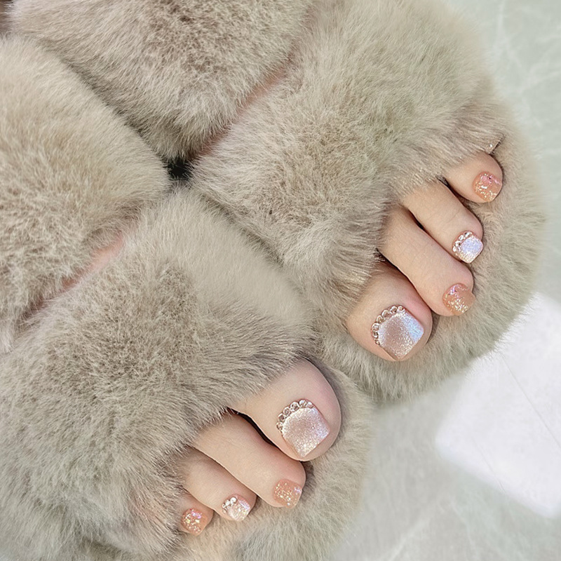 JZ-135 Wearable nail Art nail plate wholesale matte gold edge French toenail stickers detachable pieces waterproof toenails pic 4