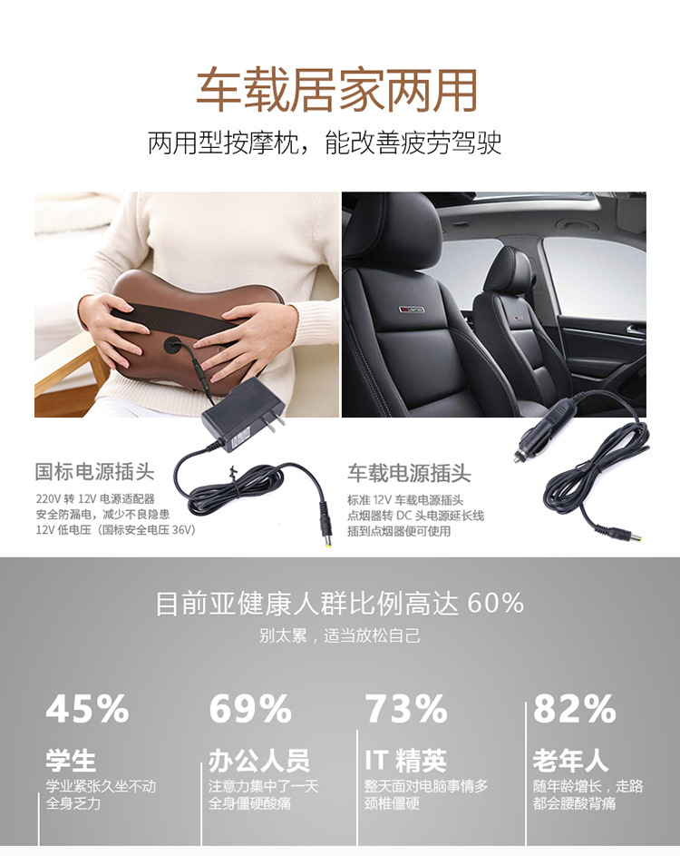 Foreign trade cervical massager, intelligent shoulder and neck massager, home electric massage pillow for the neck, eight-head car massage pillow pic 8
