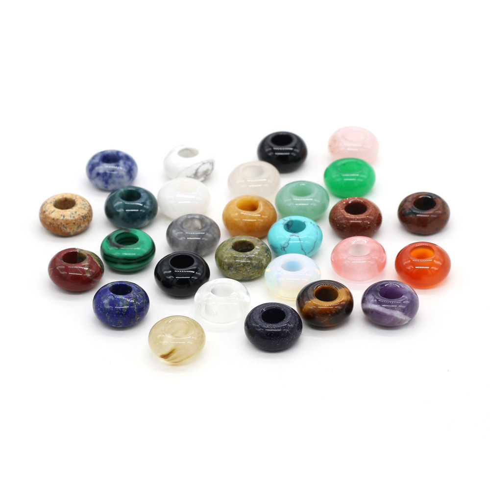 8x14mm天然石头半宝石算盘形大孔珠珠子DIY饰品配件手工制作批发详情1