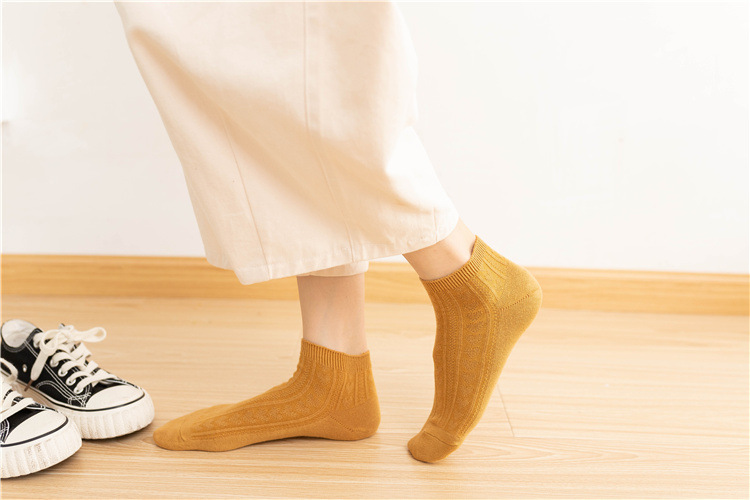 双针女士船袜 纯色日韩系学院风浅口女袜子全棉纯色百搭低帮棉袜详情18