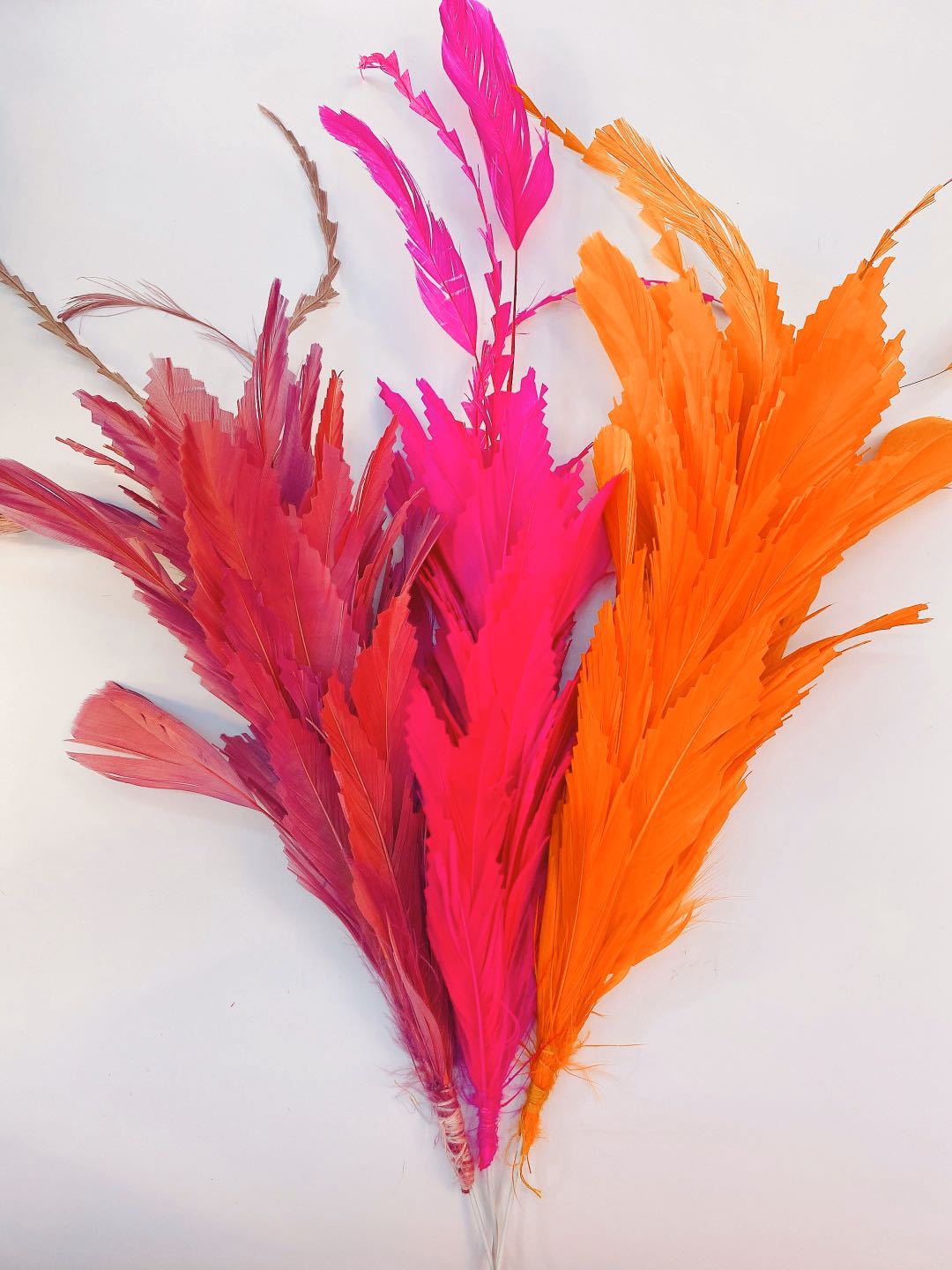 Factory clearance sale of feather wire flower diy clothing, props, hats, accessories, 30cm colorful feather corsages pic 30