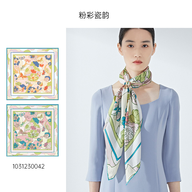 Double-sided digital silk large square scarf 90cm, Chinese style scarf, heavyweight 16mm mulberry silk scarf processing on behalf of others pic 15