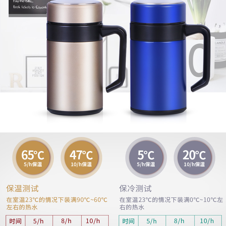 工厂定制不锈钢保温杯泡茶办公水杯带手柄茶漏男女士商务礼品杯详情3