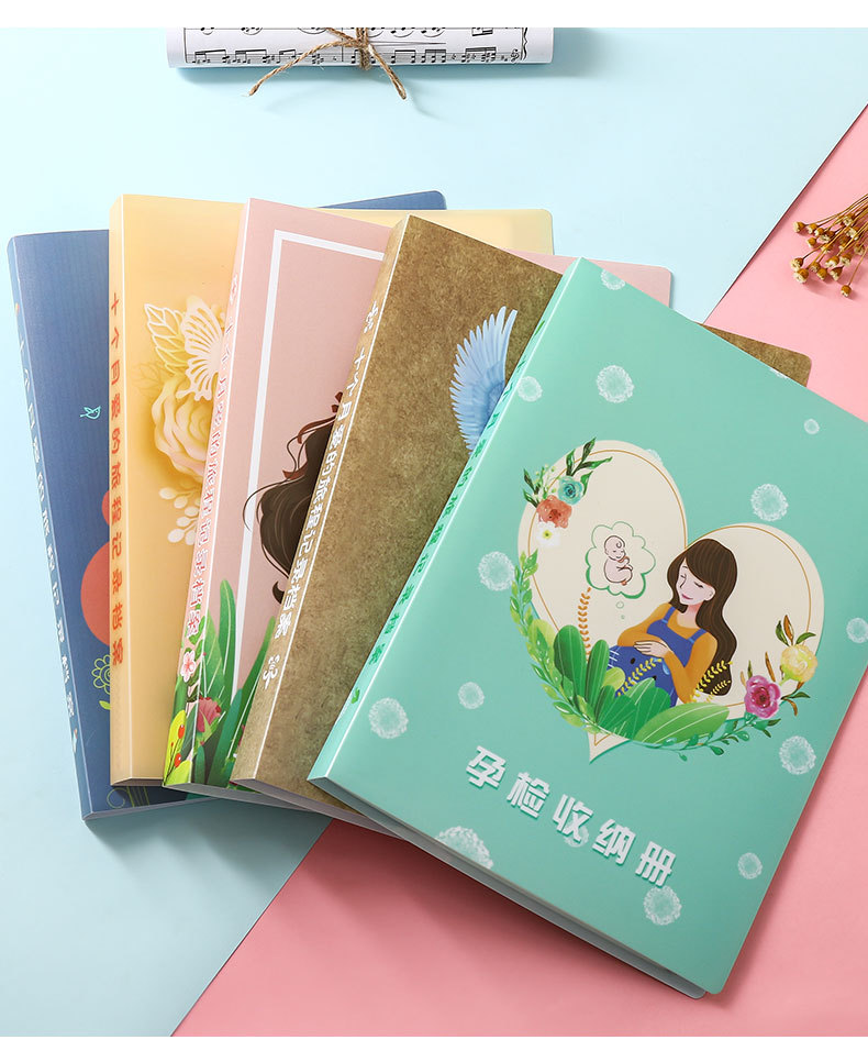 Wholesale prenatal checkup report storage book, cute prenatal checkup information book folder, A4 size, portable A4 maternity storage bag pic 9