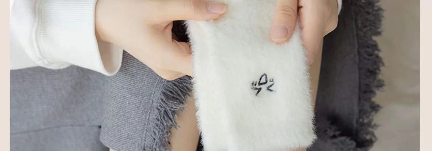Mink fleece socks for women, thick and cold-proof, versatile home floor socks, expression embroidered fleece mid-calf socks pic 18