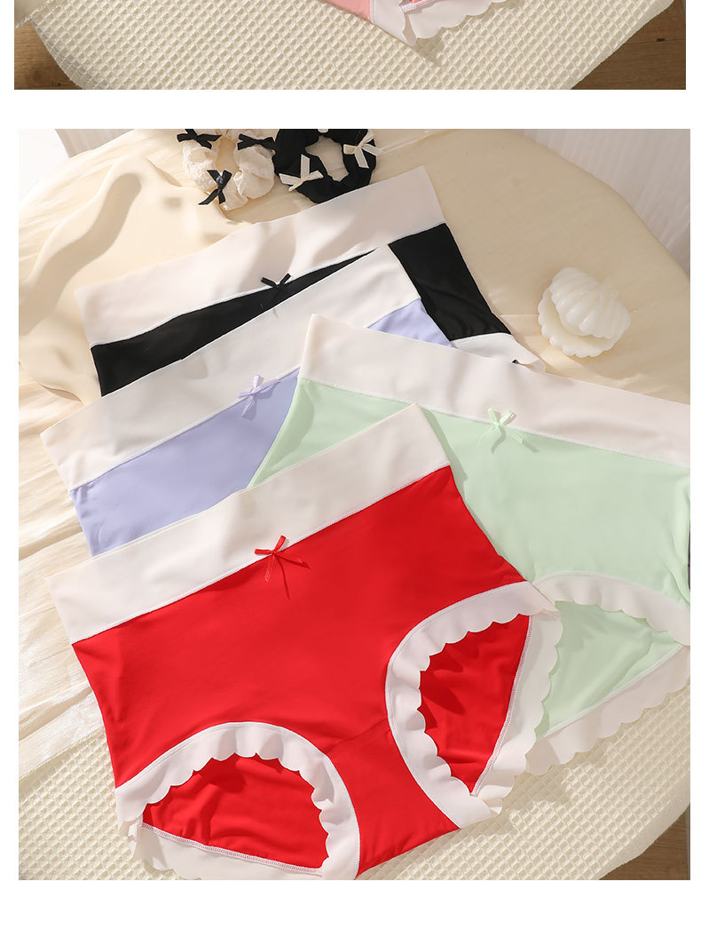 One-piece seamless ice silk mask, shorts, women's underwear, women's antibacterial all-pure cotton crotch contrasting color waist and head, cool and breathable pic 27