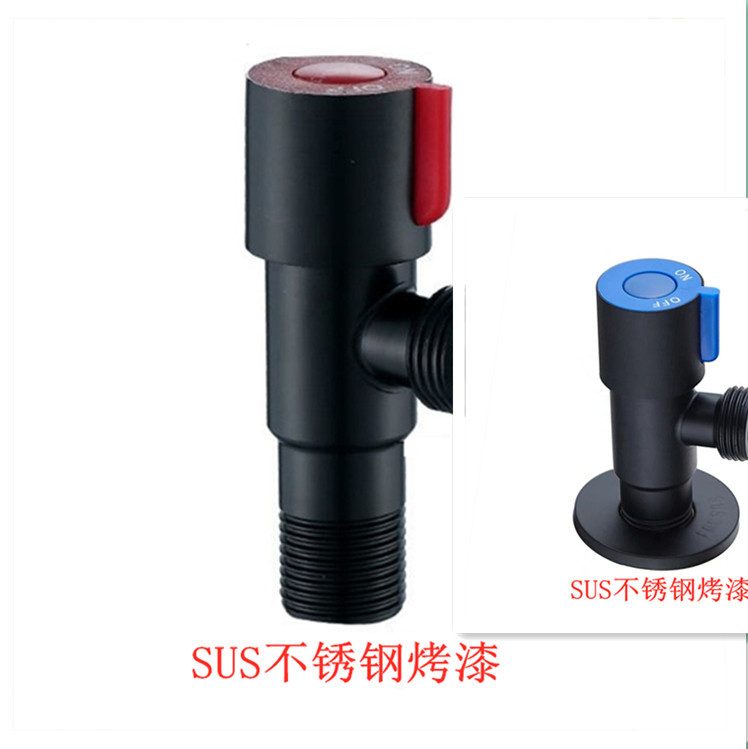 全铜三角阀热水器冷热水止水阀一进二出卫生间家用黑色加长款角阀详情15