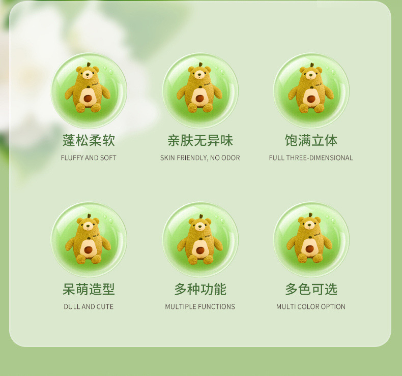 新款牛油果小熊公仔大号毛绒玩具批发女生礼物玩偶抱抱泰迪熊公仔详情5