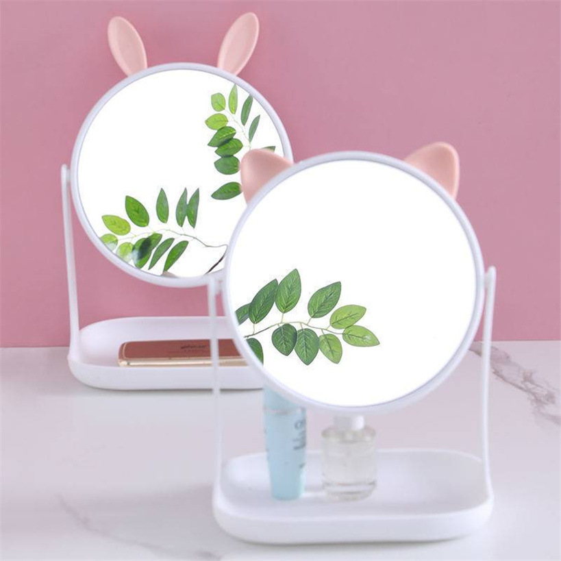 New tray stand vanity mirror, rabbit ear mirror, dressing mirror, round and rotatable double-sided cat ear mirror pic 10