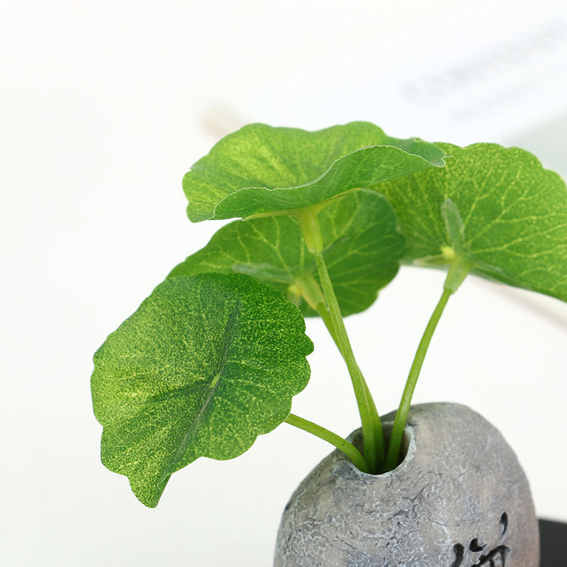 汽车小摆件禅意古风荷叶仿真绿植铜钱草佛珠小和尚车载中控台装饰详情8