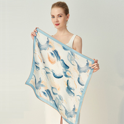 Double-sided digital silk large square scarf 90cm, Chinese style scarf, heavyweight 16mm mulberry silk scarf processing on behalf of others pic 26