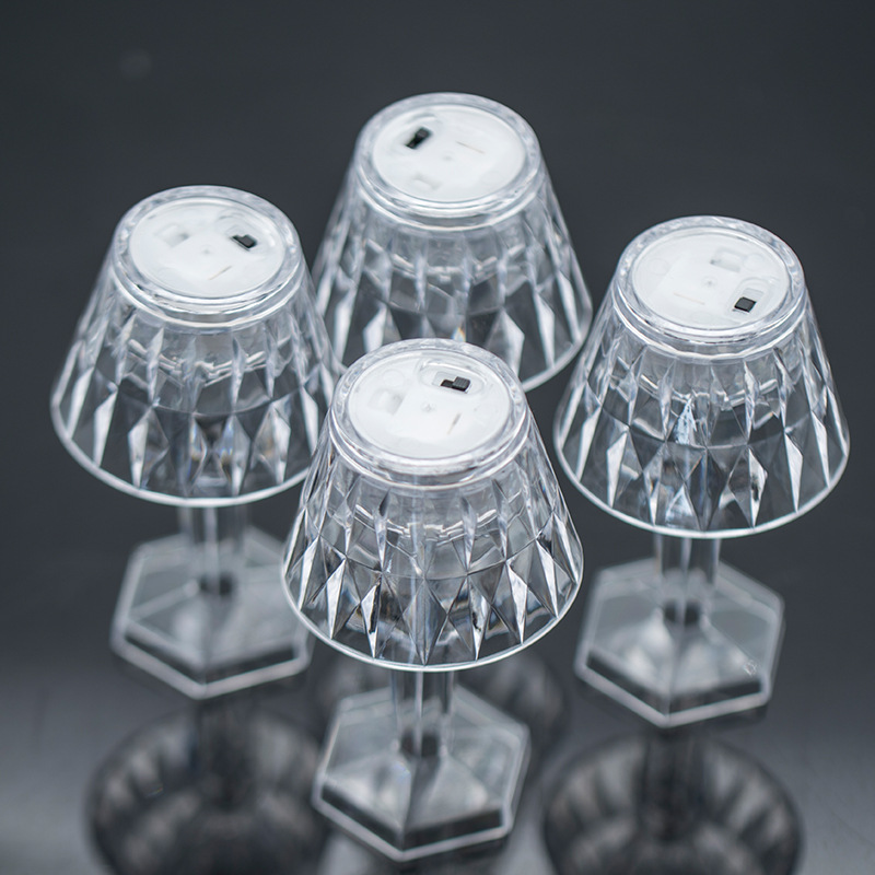 Cross-border creative transparent crystal diamond small table lamp, LED acrylic night light, desktop popular bedside decoration pic 7