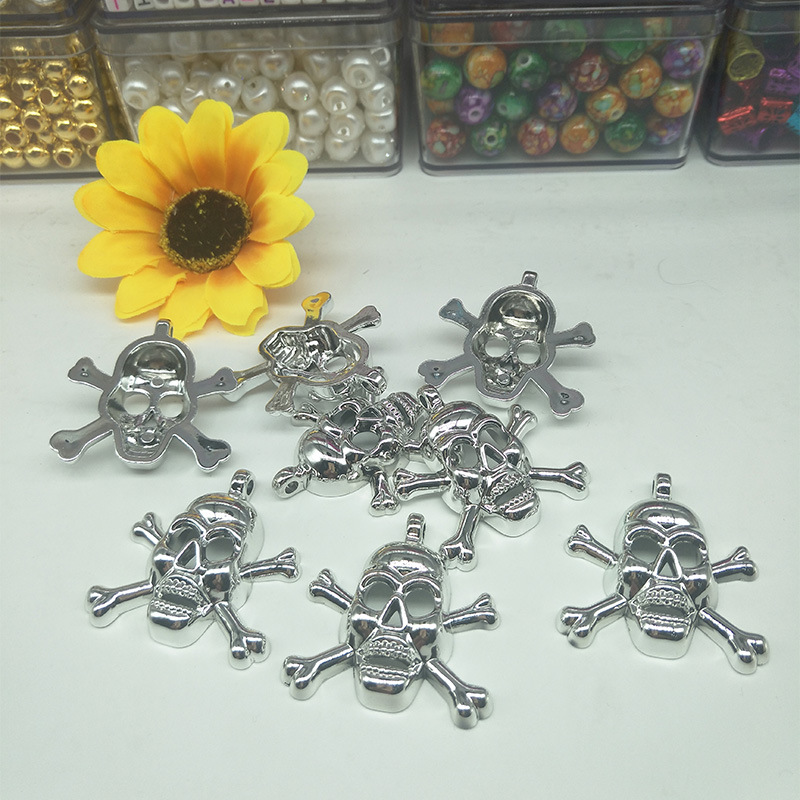 DIY skull pendant, hand-strung beads, electroplated beads, acrylic imitation pearl jewelry accessories pic 1