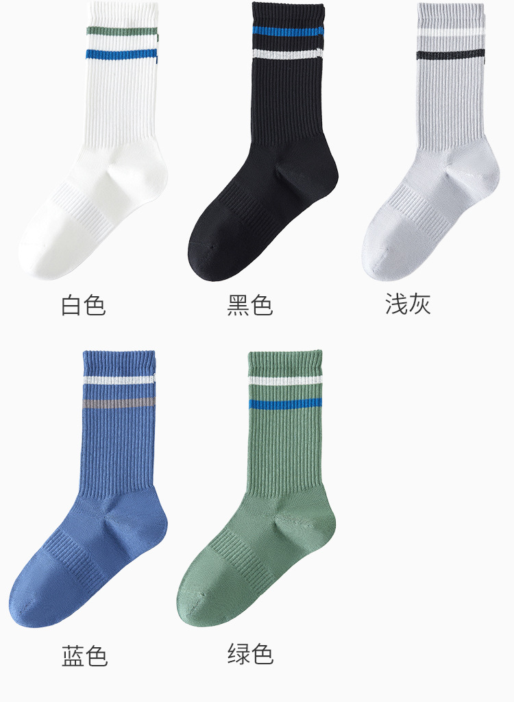 袜子地摊一件代发袜子男士夏季运动中筒袜薄款时尚条纹百搭棉袜春秋四季长袜子批发一件代发详情3