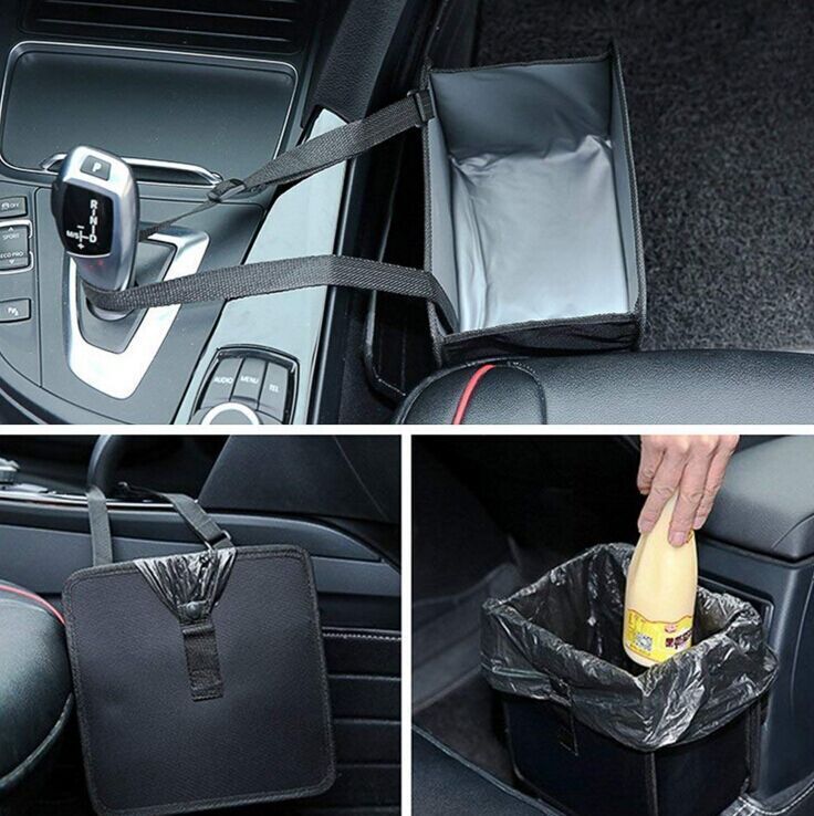 新款车载牛津布垃圾袋 折叠挂式大容量收纳袋 车载座椅背置物挂袋详情12