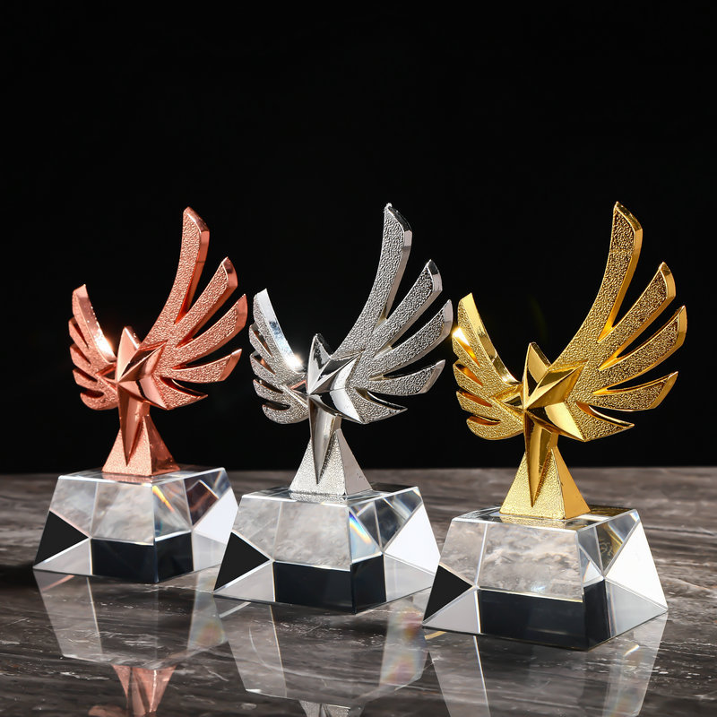 Creative crystal wings, five-pointed star handicrafts, custom engraving, competition event award trophies, souvenirs, Xiangyu Crystal pic 7