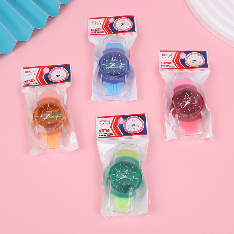 创意卡通卷笔刀橡皮三合一手表造型削笔刀儿童手动铅笔转笔刀文具详情2