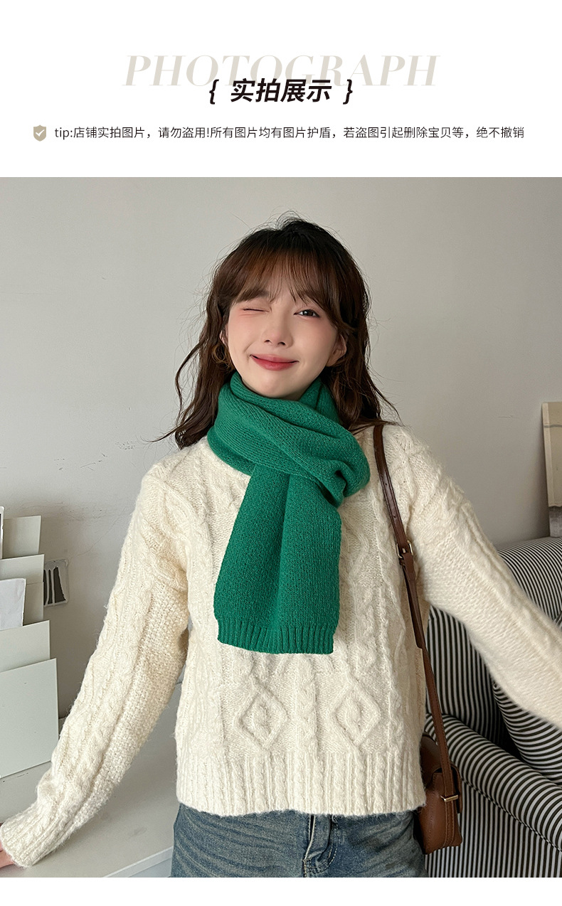 Mars Green Thickened Warm Scarf for Women 2024 New Style faux Cashmere Scarf, Korean style, versatile and warm 2024 New style pic 11