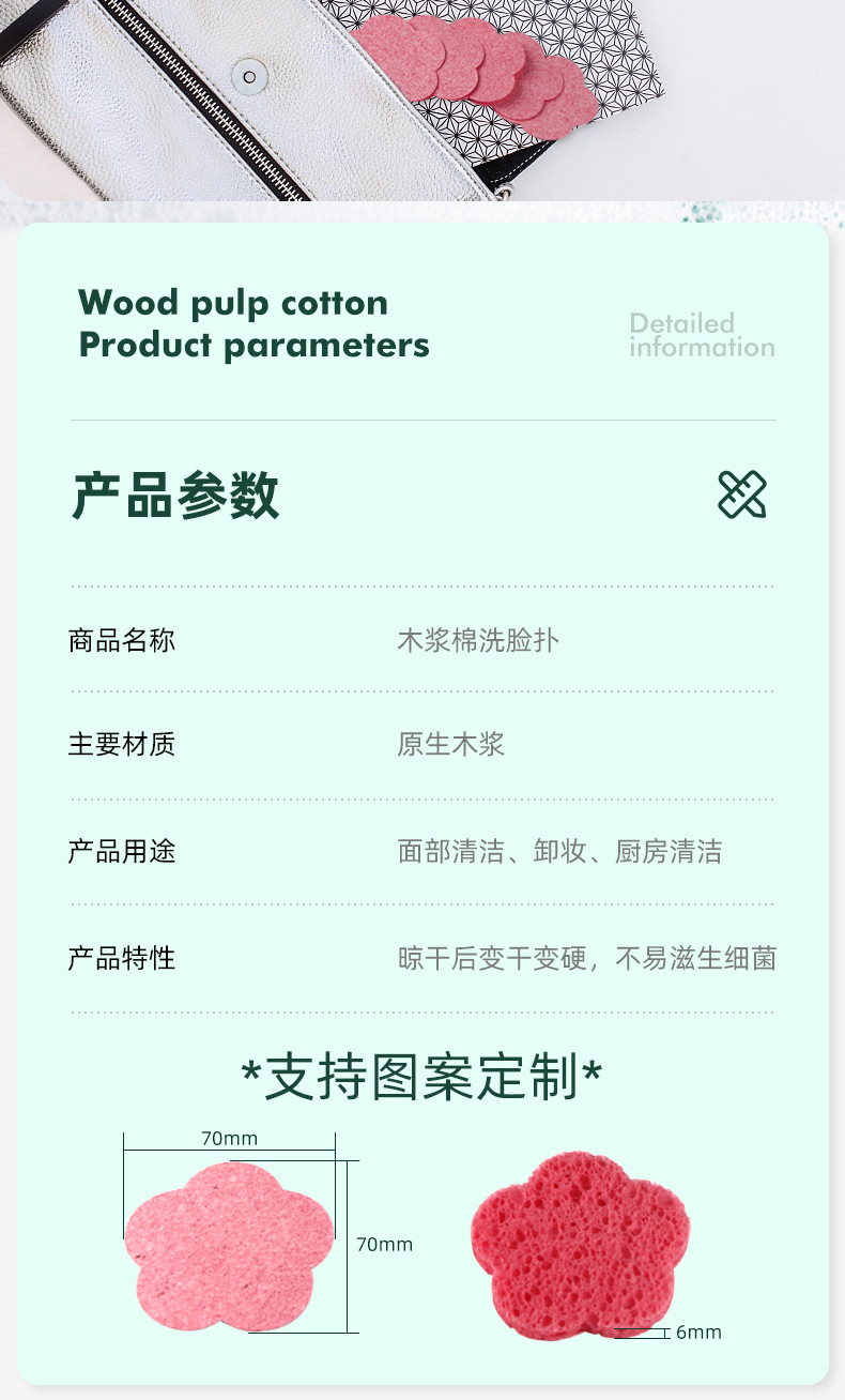 Cross-border export wood pulp cotton facial cleanser, flower-shaped facial cleanser, wood pulp facial cleanser and makeup remover, compressed wood pulp cotton face wash, exclusively for export pic 20